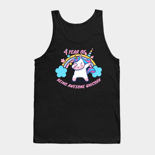 4 year of being Awesome unicorn Tank Top by Artist usha